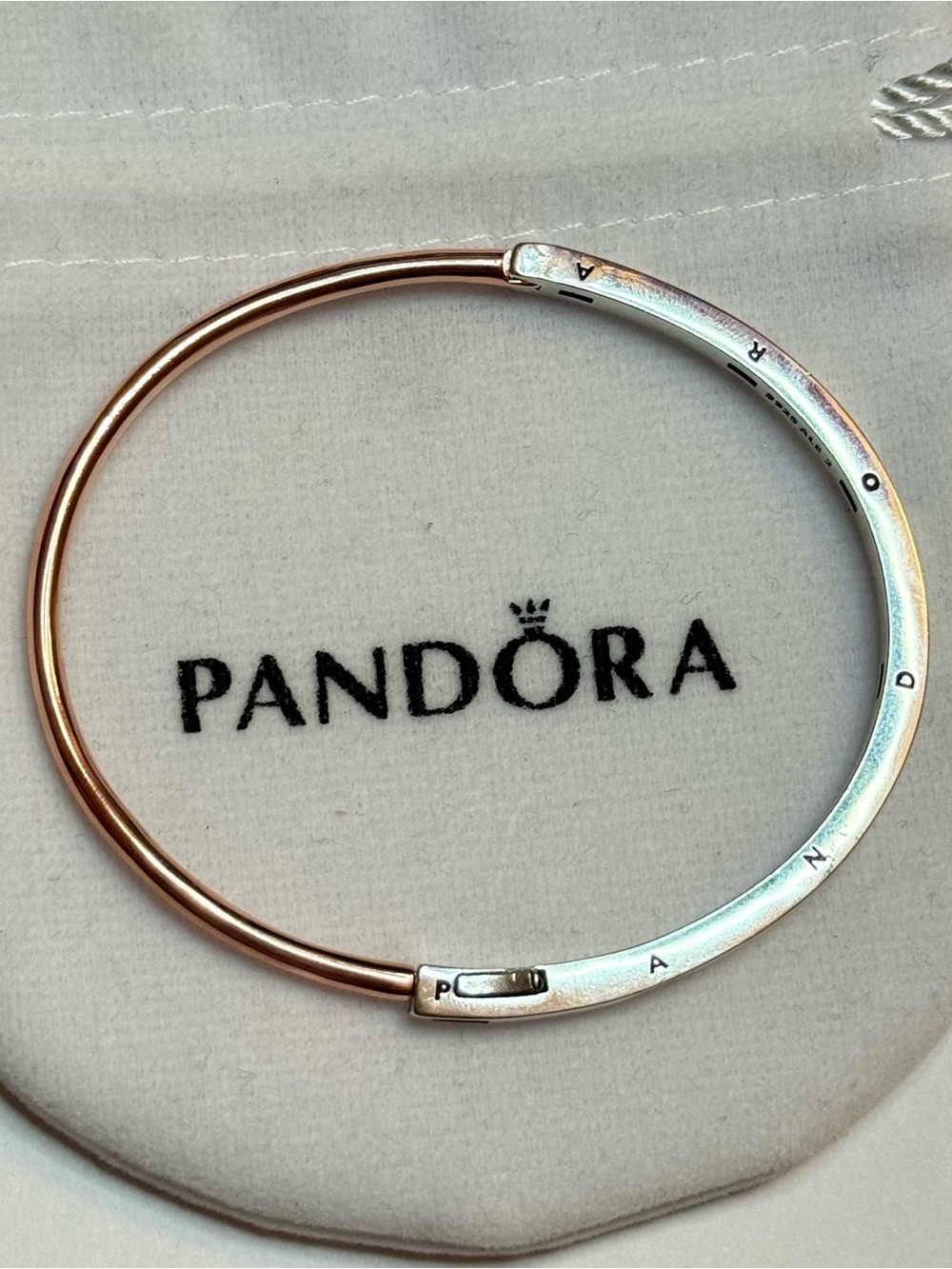PANDORA S 925 Silver ALE 3 Rose Metal Bangel/Bracelet Zircon 17 cm